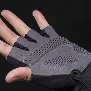 Gants anti-choc demi-doigts avec protection de paume en PU, sangle de poignet réglable, unisexe, pour activités de plein air - Product Image 2