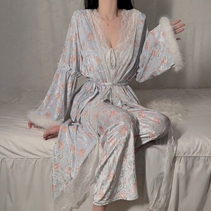 Conjunto de pijama de 2 piezas para mujer, camiseta con tirantes finos de encaje, pantalones largos, ropa de estar en casa para mujer - Product Image 4
