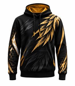 Sudadera con Capucha para Hombre con Estampado de Plumas, Corte Regular, Informal, Tejida, con Estampado por Sublimación - Product Image 2