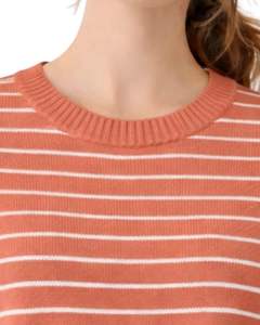 Gilet pull sans manches en tricot léger à rayures corail pour femme, col rond, décontracté, mode estivale - Product Image 5