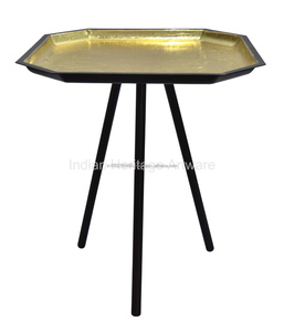 <span class=keywords><strong>Tavolino</strong></span> da Caffè Moderno con Accenti Metallici Gialli Lucidi per Soggiorno, Ufficio e Sala da Pranzo, Arredamento IHA - Product Image 6