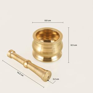 Brass Mortar Pestle Set Okhli Imam Dasta Khalbatta Khutani Panghutti Spice Grinder Eco-Friendly Durable Shine Polish Uttar - Product Image 5