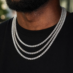 Collier Tennis Hip Hop en Argent Sterling 925 Plaqué Or avec Moissanite D-VVS – Chaînes Tennis Unisexe - Product Image 1