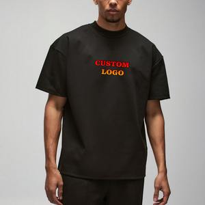 T-shirt décontracté basique en coton 250 GSM à épaules tombantes, logo en relief, teinture unie, respirant, OEM, collection 2026 - Product Image 4