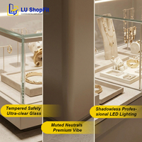 Comptoir de réception personnalisé pour boutique avec vitrine en verre, comptoir de présentation de bijoux, vitrine d'accessoires, table de présentation