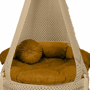 Beige Macramé Hammock <b>Swing</b> Handwoven Hanging Bed Tassel Decorative Lounge Chair <b>for</b> Indoor Patio Outdoor <b>Swing</b> Jhula (72"X33") - Product Image 3