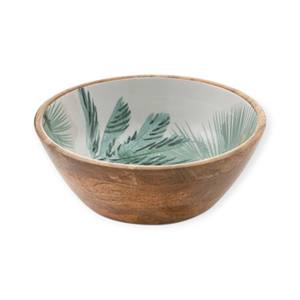 Tazón de Madera Artesanal para Servir con Interior Esmaltado en Verde Suave con Diseño Floral para una Cena Elegante - Product Image 5