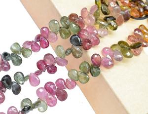 5*7mm Multi <b>Tourmaline</b> Faceted Pear Shape Beads for Jewelry Making Indian Gem Store 0.50mm Hole Wedding Wear - Product Image 2