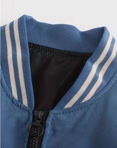 PROFIT SPORTS Custom Unisex Wool/Leather Letter Jacket Reversible Quick Dry Windproof Breathable V-Neck <b>Covered</b> <b>Button</b> Closure - Product Image 4