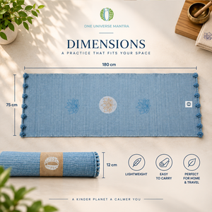 One Universe Mantra The Lotus Collection - Tapete de Yoga Azul de Algodón Antideslizante - Product Image 3