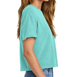 High Quality <b>Crop</b> Tee Mockup Boxy Fit Female Model Summer Cropped T-Shirt Digital Logo - Product Image 2