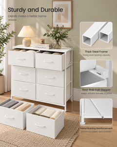 Commode blanche moderne à 6 tiroirs pour chambre à coucher - Product Image 3