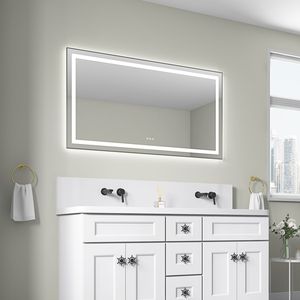 Specchio LED da Bagno 55 X 30 Pollici con Illuminazione Frontale e Posteriore, Montaggio a Parete, Cornice in Alluminio, Antiappannamento, Memoria, 3 Anni di Garanzia - Product Image 2