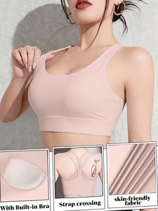 เสื้อชั้นในออกกำลังกายสำหรับผู้หญิง สายไขว้ด้านหลัง รองรับทรงได้ดี น้ำหนักเบา เป็นมิตรกับสิ่งแวดล้อม เนื้อผ้านุ่ม ยืดหยุ่น ซับเหงื่อ ระบายอากาศได้ดี เหมาะสำหรับออกกำลังกาย - Product Image 4
