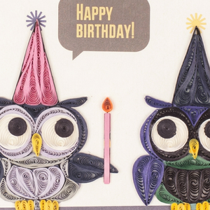 Carte en quilling, couple, hibou mignon, thème d'anniversaire, carte en quilling faite à la main, cartes de vœux avec enveloppe, art papier, cadeau, joyeux anniversaire - Product Image 2