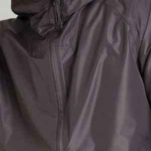 Veste à capuche pour homme gris foncé, style décontracté, couleur unie, en polyester, coupe-vent softshell avec logo frontal pour l'automne - Product Image 2