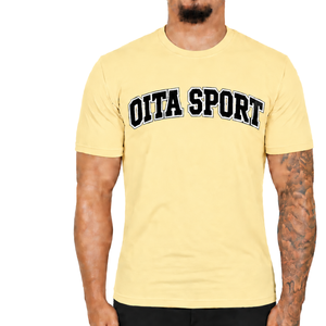 T-shirt ajusté jaune neutre pour homme, manches courtes, col rond, imprimé personnalisé, coupe slim, décontracté, en coton, vente en gros, streetwear - Product Image 1