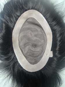 Toupet Taz Hair BD à base de dentelle mono, cheveux raides noirs, raie centrale, texture 28mm, cheveux indiens Remy, nœuds invisibles, densité 130% - Product Image 5