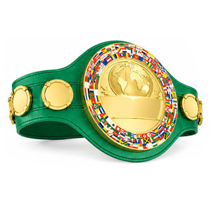 Cinturón de Campeonato de Boxeo Verde, Placas de Aleación de Zinc Chapadas en Oro, Correa de Cuero, Diseño de Banderas del Mundo, Color Personalizado de Lujo - Product Image 2