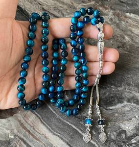 TIMELESS CRAFT - Cuentas de Oración Tasbih de Resina de Ojo de Tigre Azul, Estilo Ángel, Ecológicas, Personalizadas, Hechas a Mano, Misbaha Islámica, Ramadán, Eid - Product Image 5