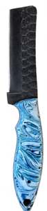 Cuchillo de Cocina Negro DIY OEM de Acero Forjado a Mano de Alto Contenido de Carbono con Mango de Resina Azul y Blanca con Diseño Ondulado - Product Image 2