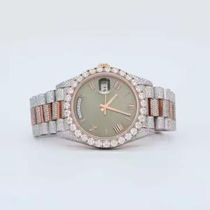 Reloj de Cuarzo ETA Mantra Enterprise, Hecho a Mano, Lujoso, Clásico, con Diamantes Moissanite, Esfera Analógica, Cristal, Acero Inoxidable - Product Image 1