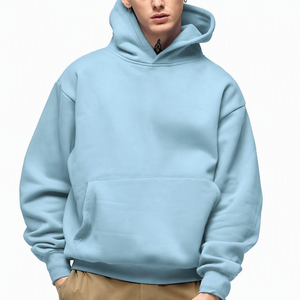 Sudadera con Capucha Ligera para Hombre, Corte Holgado, Manga Regular, Color Sólido, Estilo Casual Otoñal, 100% Algodón Felpa, Bordada - Product Image 4