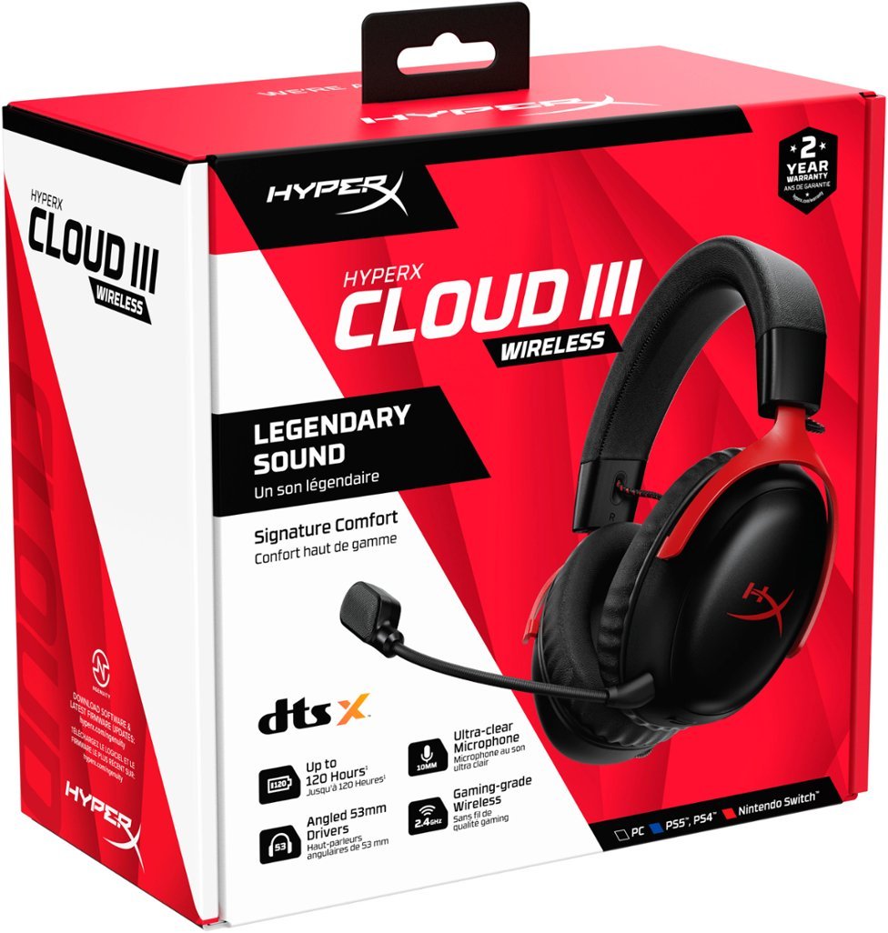 【新品・未使用】HYPERX CLOUD Ⅲ WIRELESS HyperX Cloud III Wireless Over-Ear Gaming Headset, Black