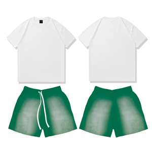 Custom Logo <b>Track</b> Joggers Suit Sweat Sports Short Tracksuits 2piece Shorts Sets 2 Piece <b>T</b> Shirt and Shorts Men's Set - Product Image 2