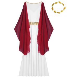 Costumes de reine romaine grecque ancienne pour femmes garnitures d'or robe Toga avec guirlande couvre-chef pour les carnavals de scène de discothèque - Product Image 4