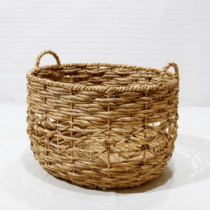 Water Hyacinth Laundry Storage <b>Basket</b> Blanket <b>Basket</b> Handwoven <b>Basket</b> Round wicker bin Open Weave <b>Hamper</b> with Handles - Product Image 5
