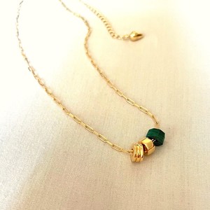 Collar con Colgante de Malaquita, Cadena de Plata de Ley con Baño de Rodio y Oro, Joyería de Piedra Verde para Mujer, Estilo Vintage, Proveedor Mayorista para Bodas - Product Image 5