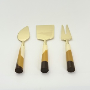 Juego de 3 utensilios portátiles de acero inoxidable para queso con mango de resina, incluye rebanador de queso y esparcidor de mantequilla. Fabricante. - Product Image 4