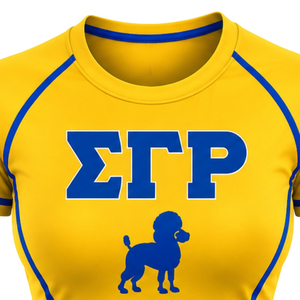 T-shirt de compression personnalisé pour femmes Sigma Gamma Rho, haut de sport extensible à manches courtes pour la gym et le fitness, vente en gros - Product Image 3