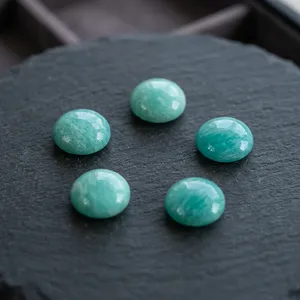 Magnifiques cabochons ronds en amazonite naturelle à dos plat - Tailles de 3 mm à 30 mm et plus - Vente en gros disponible, perles de pierres précieuses - Product Image 1