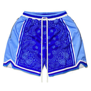 Shorts de basket vintage personnalisés pour hommes, style années 90, en maille orange et noire, avec éclairage bleu, pour jeunes, qualité supérieure, été - Product Image 5