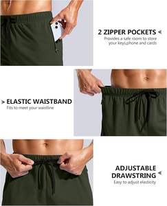 Pantalones cortos deportivos para hombre con bolsillos con cremallera, ligeros, de secado rápido, atléticos, de malla, sin forro. - Product Image 4