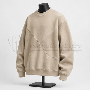 Sweat-shirt à col rond beige pour homme, pull en molleton personnalisé, fabricant OEM, 100% coton, respirant, écologique, coupe classique - Product Image 3