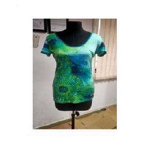 T-Shirt court tricoté en jersey de polyester de coton d'été décontracté pour femmes conception à col rond motif imprimé sexy Logo haute demande - Product Image 4