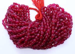 Cuentas ovaladas lisas de cuarzo rubí AAA de 6-7 mm, cuentas ovaladas de piedras preciosas de cuarzo rubí de 18 pulgadas, cuarzo rubí natural suelto para la fabricación de joyas. - Product Image 5