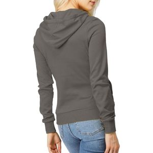 Sweat à capuche oversize pour femme, couleur unie, épaules tombantes, manches longues, en molleton de coton, hiver, effet délavé, avec logo frontal - Product Image 6