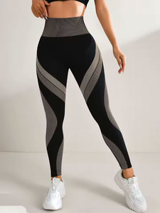 Leggings de yoga de cintura alta para mujer, transpirables, de longitud completa, deportivos, sin costuras, tejidos, con efecto push-up, para entrenamiento. - Product Image 5