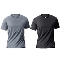 Camiseta Deportiva de Manga Corta para Hombre, Transpirable, de Secado Rápido, con Logotipo Frontal, Delgada, de Seda de Leche y Spandex/Poliéster, Venta Directa de Fábrica OEM