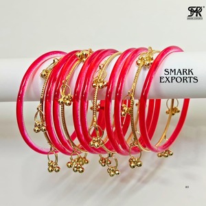 Luxury Handmade Jelly <b>Glass</b> <b>Bangle</b> Set with Kashmiri Ghungroo Traditional Ethnic Fashion Jewelry for Women and Girls - Product Image 5