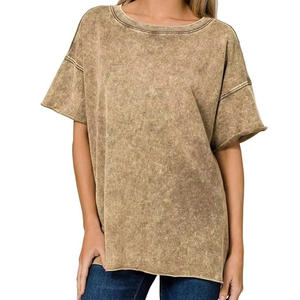 Camiseta Casual Elegante para Mujer, Manga Corta, Cuello Redondo, Mezcla de Algodón, Suave, Transpirable, Cómoda, Moda de Verano y Uso Diario - Product Image 3