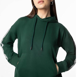 Sweat-shirt à capuche vert pour femme, manches longues, couleur unie, coupe ample décontractée, pull à cordon avec poches latérales - Product Image 6