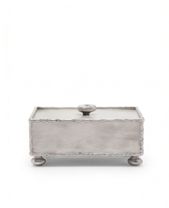 Caja de Almacenamiento Rectangular de Metal Plateado con Base, para Frutos Secos y Aperitivos, Decorativa - Product Image 1