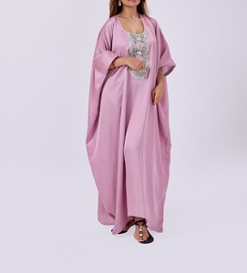 New 2026 Dubai Blush Pink Breathable Polyester Turkish Style Floor Length Women's Abaya Traditional <b>Islamic</b> <b>Clothing</b> Saudi - Product Image 1