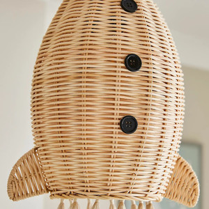 Meilleur choix : Abat-jour suspendu en rotin tressé à la main en forme de fusée, de haute qualité, idéal pour la décoration de chambre de bébé - Product Image 4