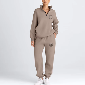 Conjuntos de chándal de dos piezas para mujer, sudadera de forro polar, pantalones ajustados, trajes deportivos, chándal de punto estampado para mujer - Product Image 1